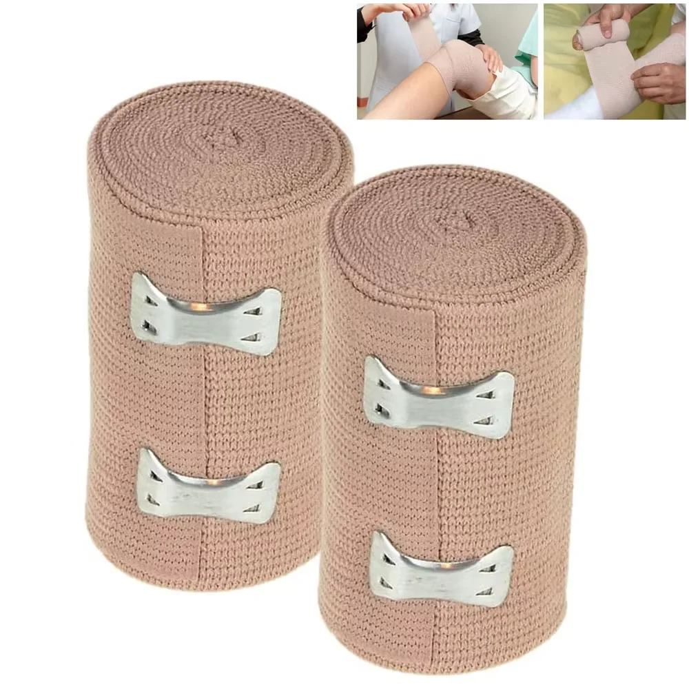 1Roll Premium Elastic Bandage Wrap – Strong Compression Bandage Wrap with Extra Clips for Sports, Sprains, Wrist, Ankle and Foot