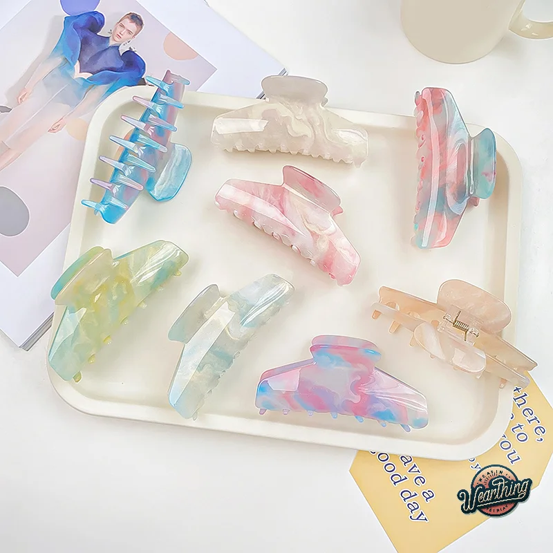 

1pc Funny Hair Claw Clips Ultraviolet Color Changing Large Colorful Acrylic Shark Clip Sweet Elegant Women Hair Accessories Gift
