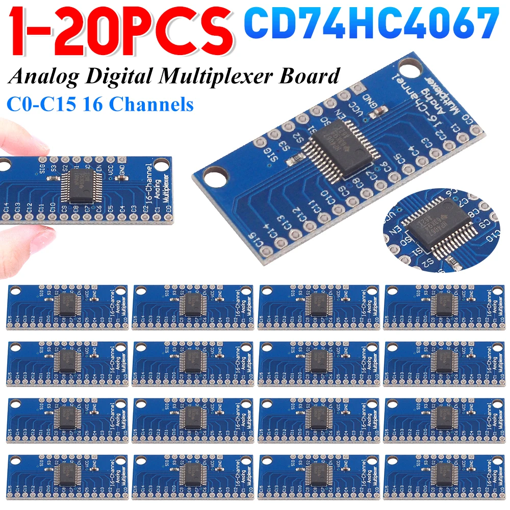 1-20PCS CD74HC4067 16-Channel Analog Digital Multiplexer Breakout Board Module for Arduino Microcontroller Electronic Components