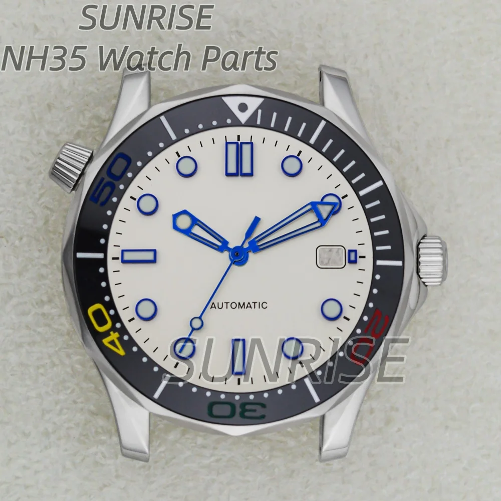 

for Seamaster 300 Case 316L Stainless Steel Watch Case 41mm NH35 Watchcase Waterproof fit NH35 NH36 Automatic Movement 31mm Dial