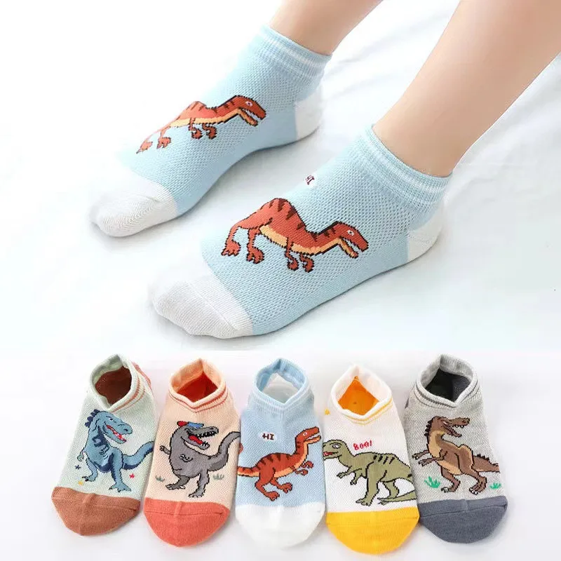 

5Pairs/Lot Children Cartoon Dinosaur Socks Soft Cotton Boys Sock Kids Baby Girls Breathable Casual Socken