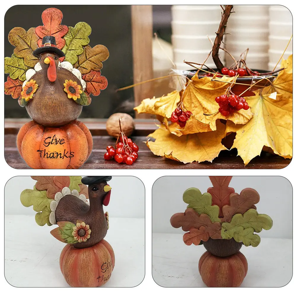 1Pcs Elegant Resin Pumpkin Turkey Thanksgiving Table Decoration Versatile Indoor Outdoor Use for Home Office Shelf Desktop
