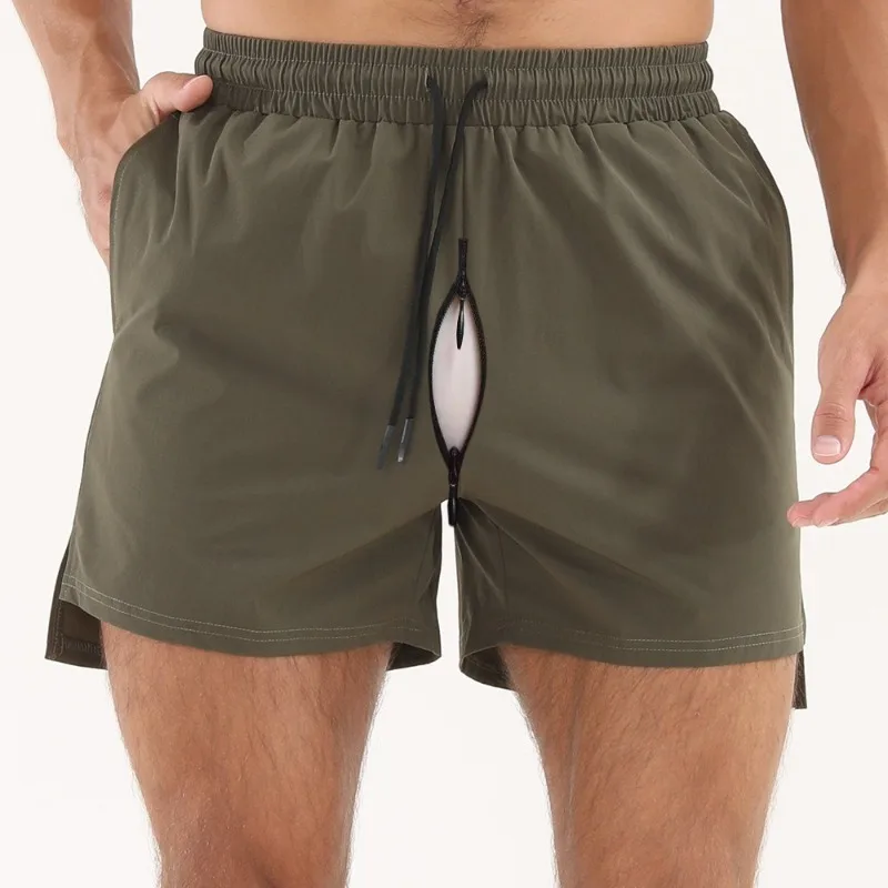 شورت رجالي مفتوح المنشعب سريع الجفاف للتمرين مقاس 3 بوصات شورت للجري في صالة الألعاب الرياضية شورت رياضي شبكي يسمح بالتهوية من الأمام قصير من الخلف طويل