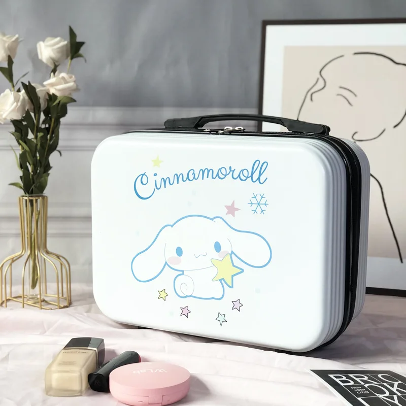 Sanrio-estuche de maquillaje portátil, caja de almacenamiento de cosméticos, Maleta de viaje, Maleta portátil de gran capacidad