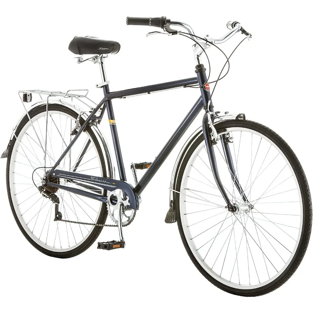 Wayfarer Adult Hybrid Bike, Mens and Womens, Step-Over or Step-Through Frame Options, 7-Speed Drivetrain, Rear Rack, 700C Wheels