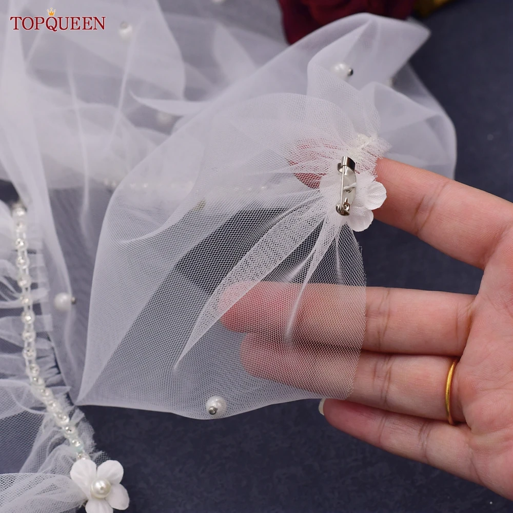 TOPQUEEN G78 Cape de mariage voile couverture d'épaule pour robe de mariée boléro femmes soirée blanc femmes mariage grande taille aile bricolage