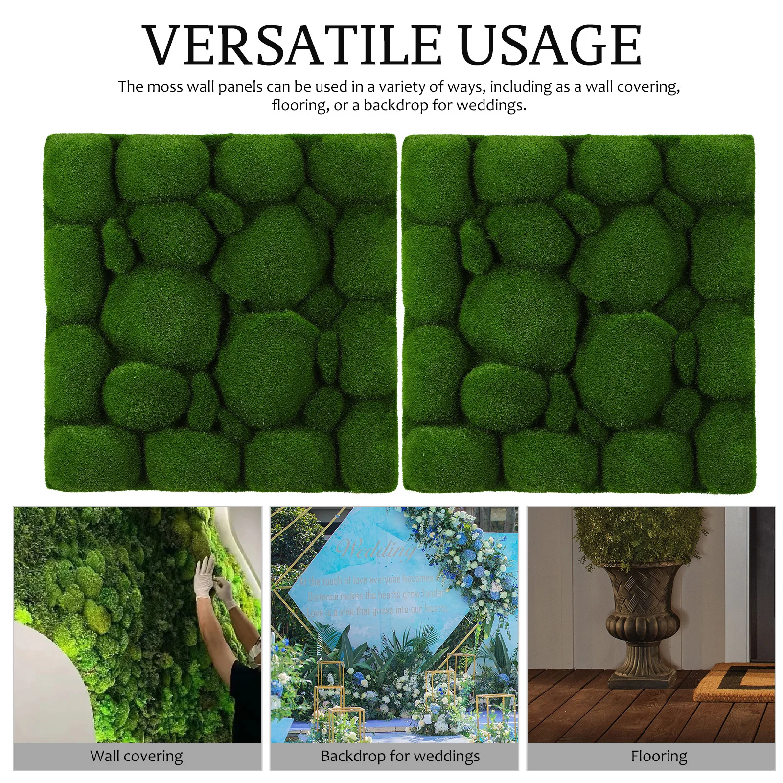 

2Pcs Artificial Moss Wall Panel Green Wall Decor Realistic Faux Moss Panel for Wedding Backdrop Living Room Landscape Decoration