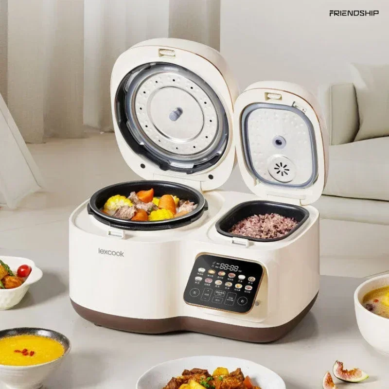 Double-Bile Rice Cooker - Household Multifunctional Intelligent Reservation Touch Electric Pressure Steaming and Stewing Pot.