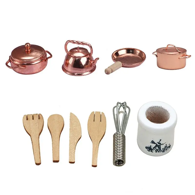 B05C-1/12 Dollhouse Mini Kitchenware Eggbeater Spoon Pottery Holder For Kitchen Decor Food Miniatures Tableware Furniture