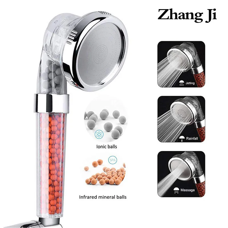 ZhangJi 3 Modes Douche Filtrante de Bain Réglable Pomme de Douche à Jets Haute Pression Economisant l\'Eau Salle de Bain Filtre Anionique Buse de