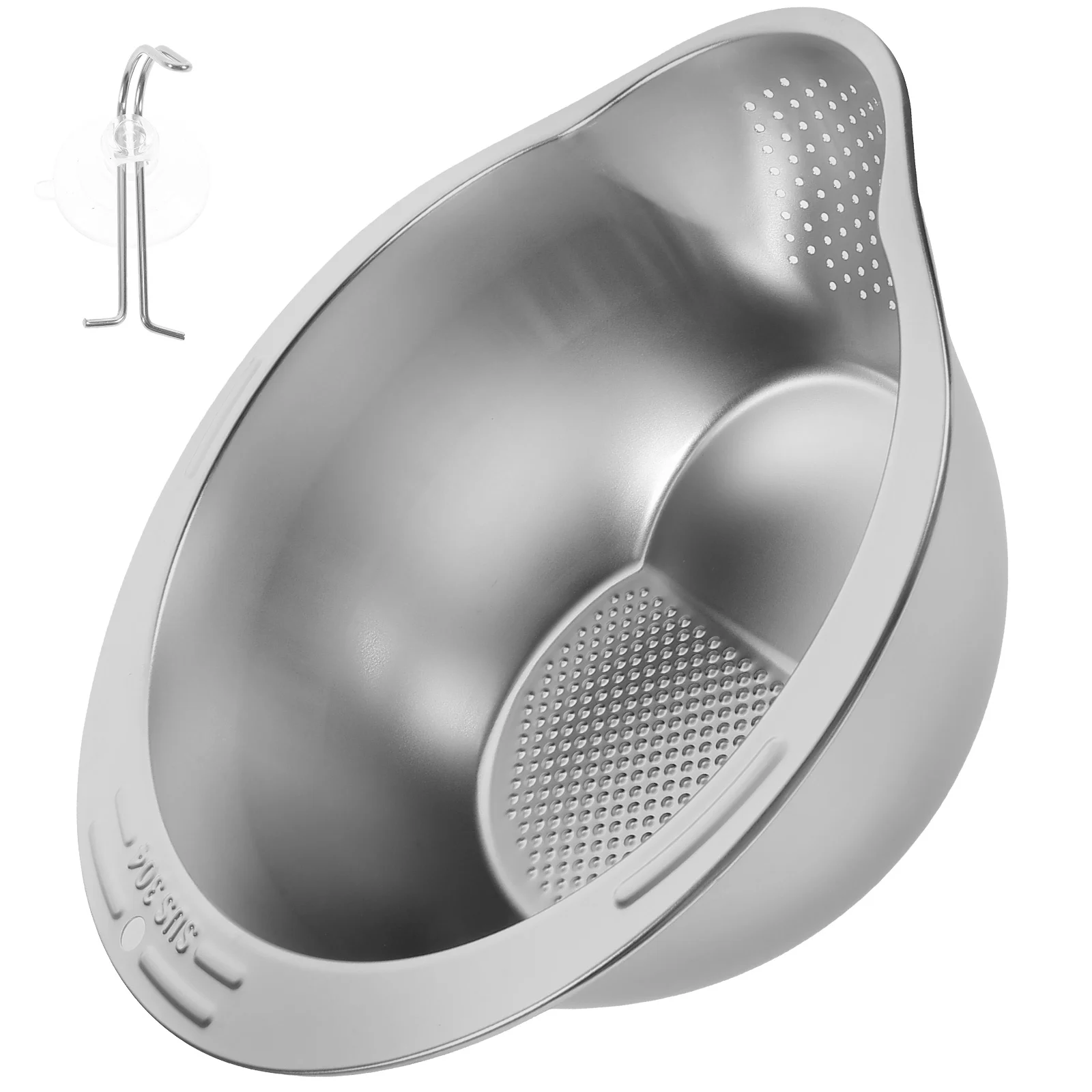 

Stainless Steel Wash Basin Food Draining Basket Household Vegetable Fruit Washing Holder Flat Bottom Kitchen Bowl