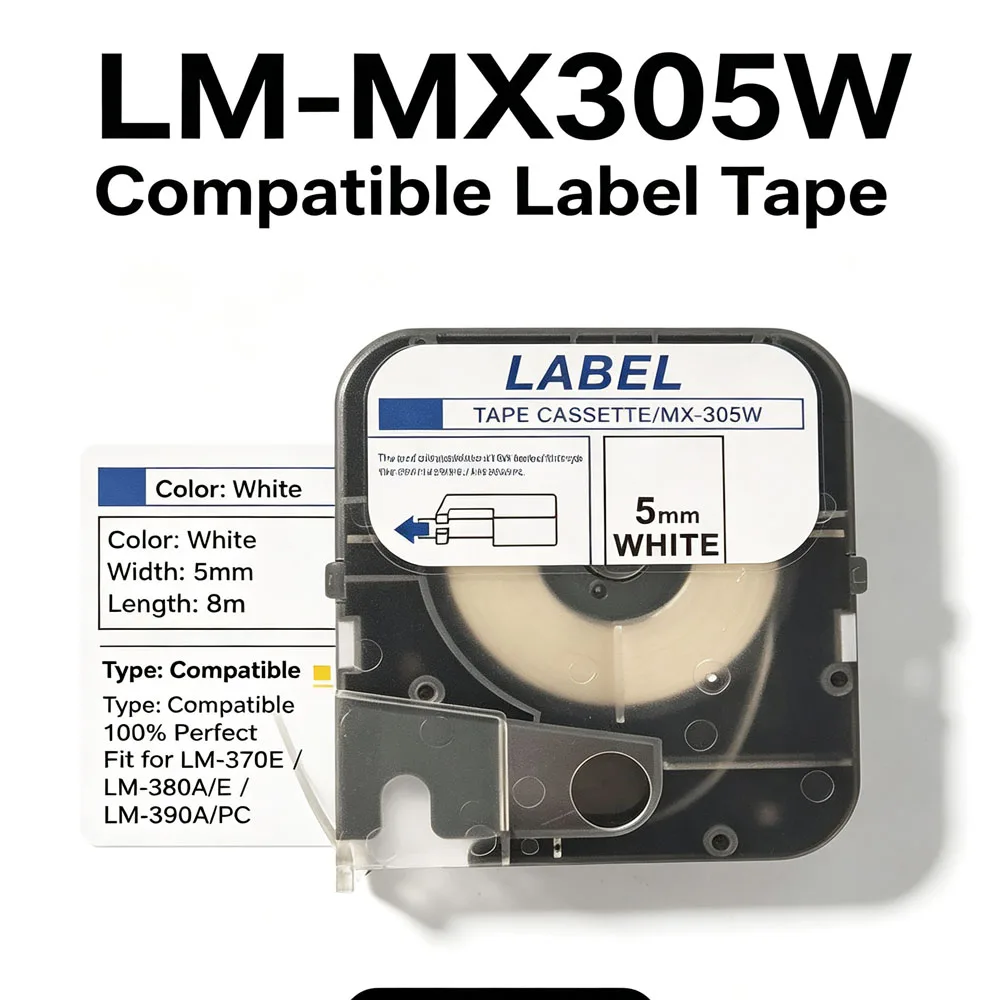 MAX printer consumables Label Tapes LM-MX312Y 6mm/9mm/12mm*8m White Yellow For Wire Marker LM-380E/LM-390A ID Printer