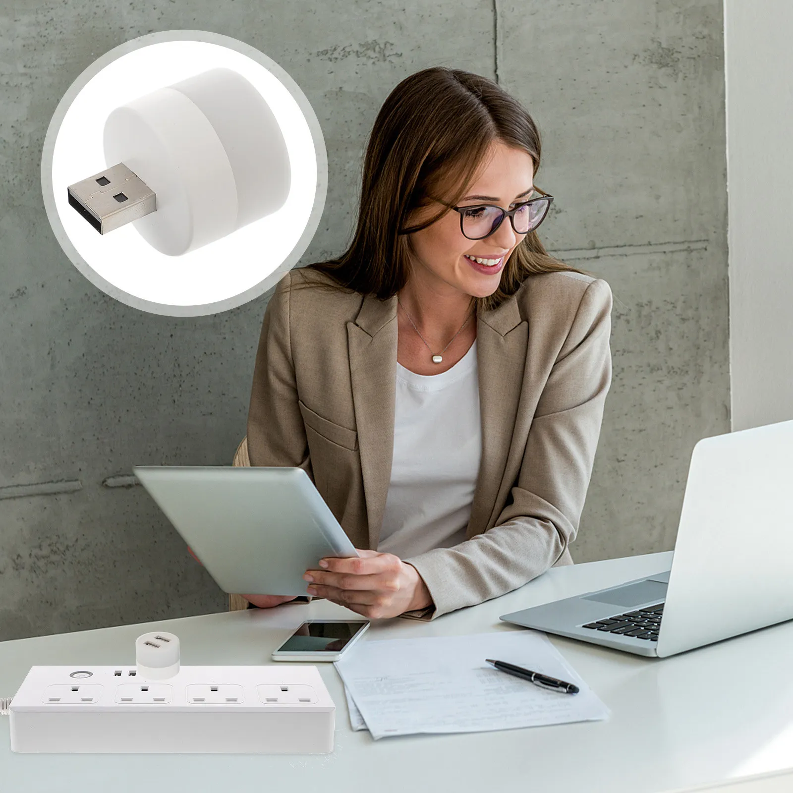 

2Pcs Multi-Functional USB Powered Night Lamp 2 Port USB Hub for Car Atmosphere Light Computer Desk Indoor Ambient Lighting