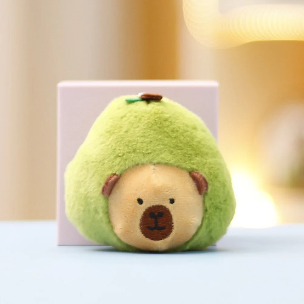 Kawaii Cartoon Capybara Plush Keychain Soft Guinea Pig Plush Capybara Doll Keyring Stuffed Animals Bag Pendant Gift