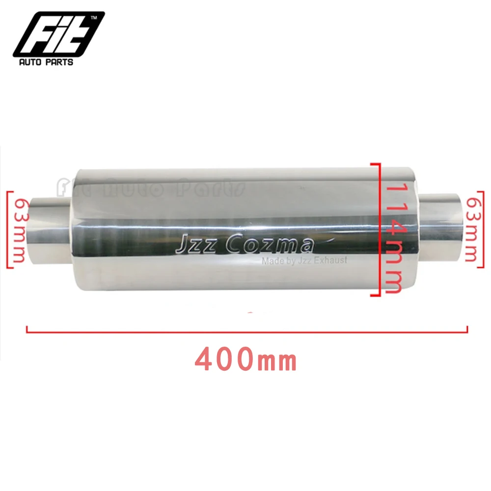 High quality Universal Car Resonator 2.5 inch Exhaust Muffler Pipe straight Tube by JZZ