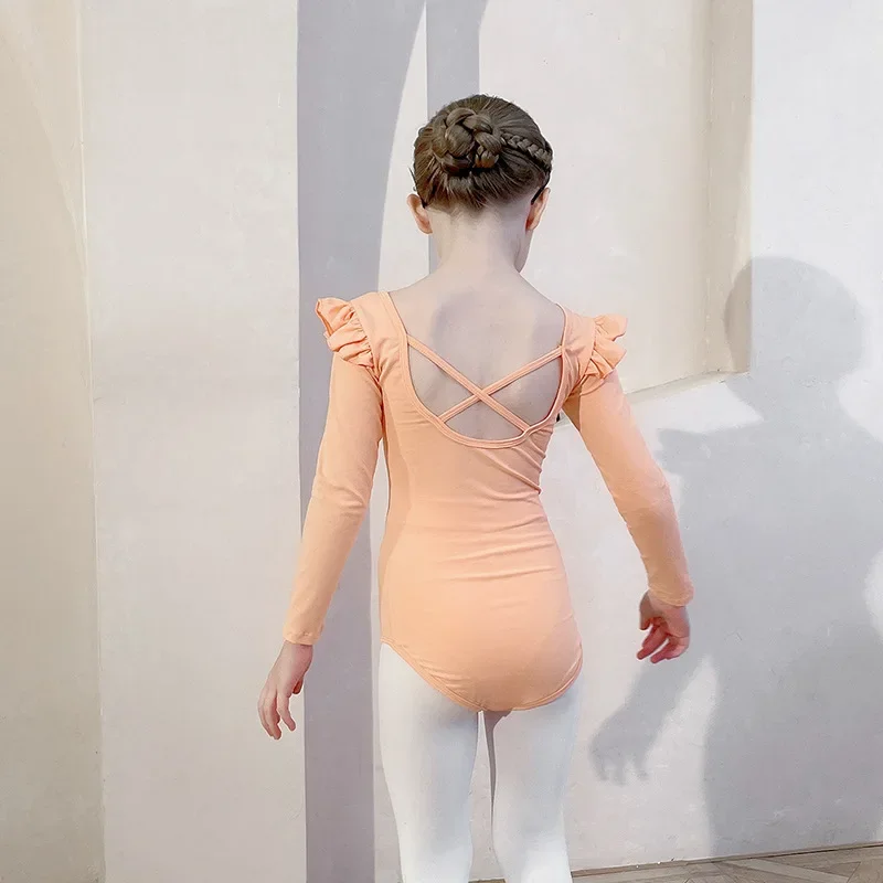 Toddler Girl Ballet Leotard Long Sleeve Jumpsuit Team Basic Gymnastics Crisscross Back Outfit Rhythmic Swan Costume Bailarina