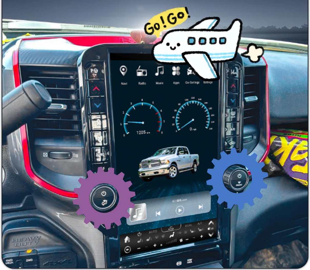 13.6 inch Screen Radio For Dodge Ram 2019-2023 Carplay GPS Navigation Android Car Multimedia Video Player Stereo Audio Head Unit