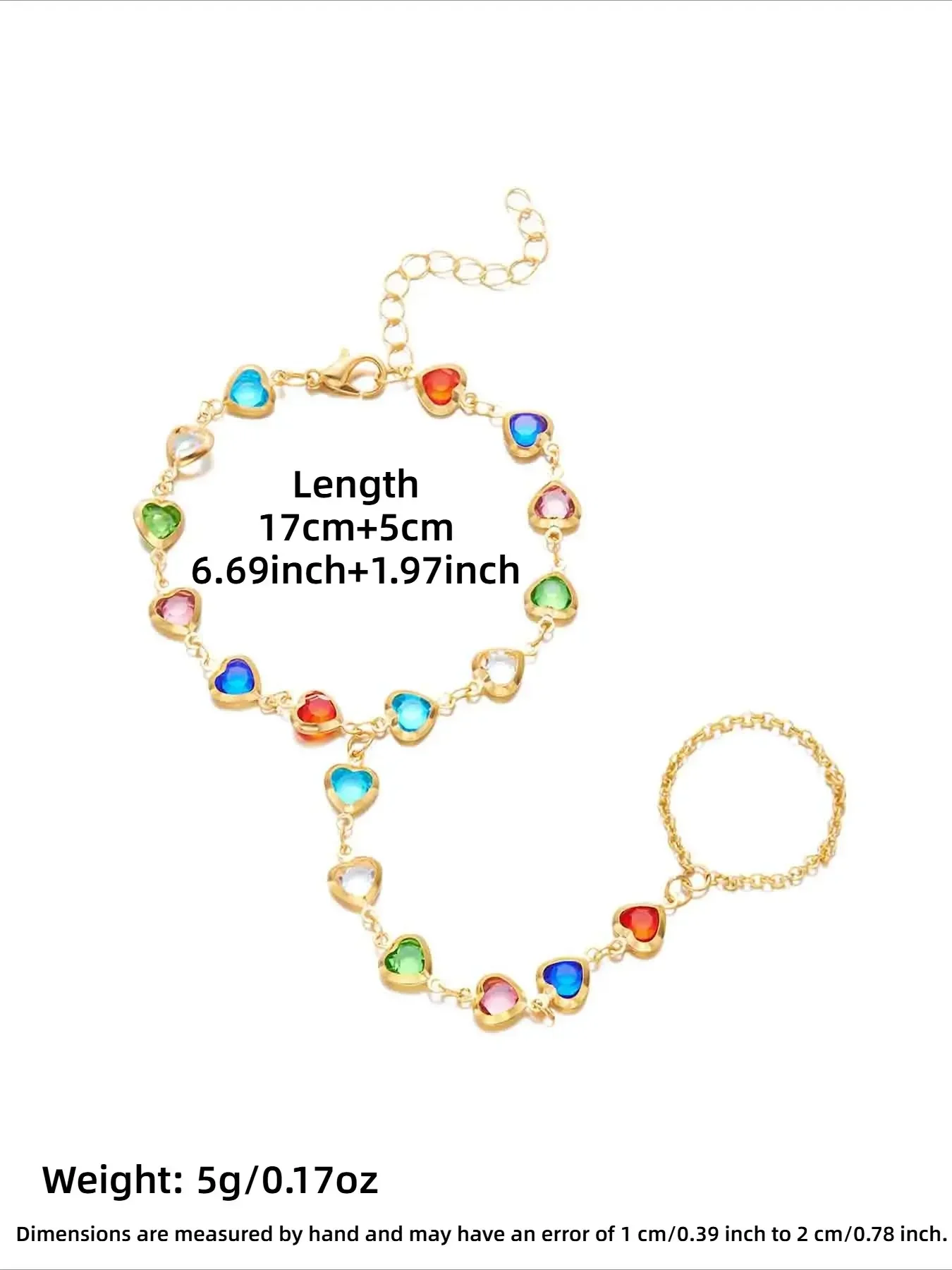 Fashion Colorful Rhinestone Heart Interlocking Bracelet, Simple Elegant Women's Versatile Party Vacation Jewelry, Rhinestone Bangle Bracelet, Heart Shaped Bracelet, Rhinestone Decorated Bangle, Heart Design Bracelet, Fashionable Bracelet