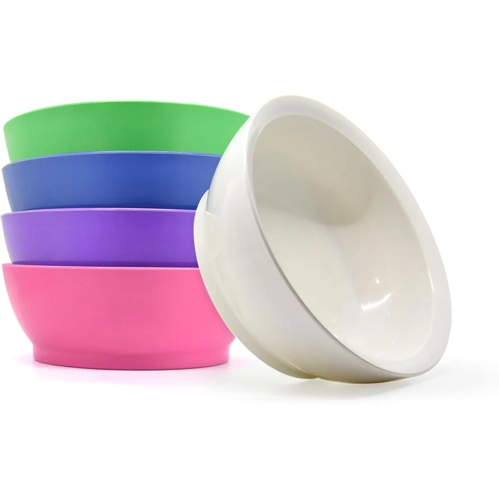 مجموعة أوعية بلاستيكية كبيرة غير قابلة للانسكاب 28 أونصة أطباق مطبخ قابلة لإعادة الاستخدام مع شفة مقعرة قاعدة غير قابلة للانزلاق شوربات الحبوب خلط السفر #5