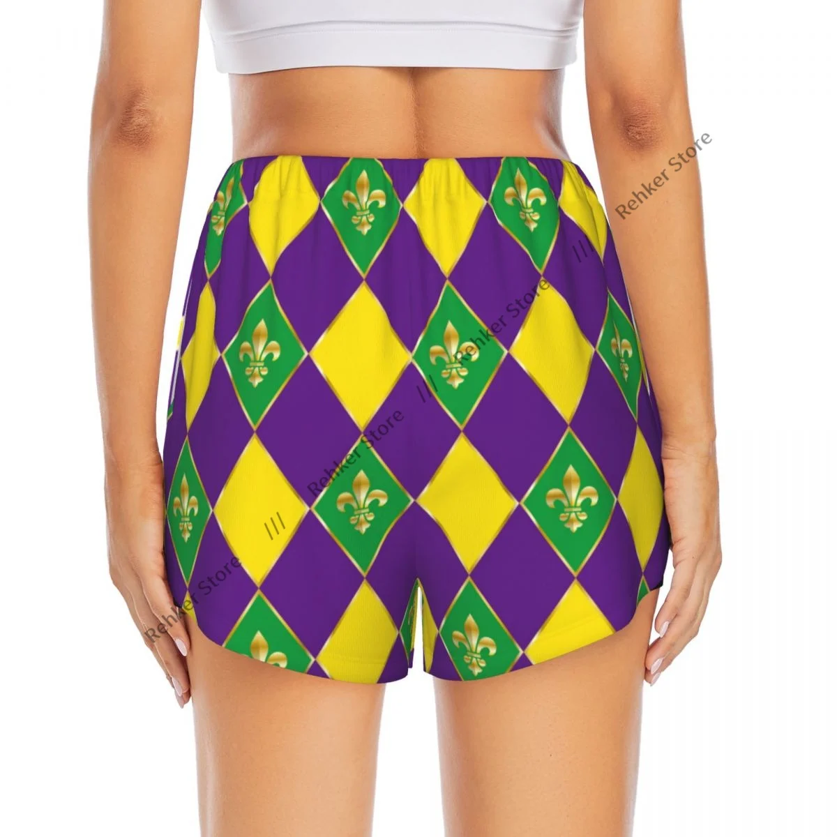 Women Yoga Shorts Masquerade Mardi Gras Checkered Workout Shorts Fitness quick-dry Ladies Yoga Gym Short Pants Sportswear