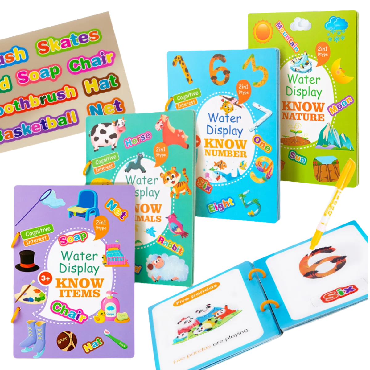 Children Early Education Toys Magical Book with Pen Water Drawing Toys Gift Reusable Coloring Book Magic Drawing Book