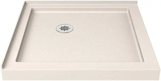 

DreamLine SlimLine 36 in. D x 36 in. W x 2 3/4 in. H Corner Drain Double Threshold Shower Base in Biscuit, DLT-1036360-22