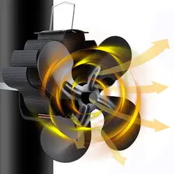 Ventilador de estufa de 4 aspas alimentado por calor, ventilador de chimenea de tubo de humo silencioso, respetuoso con el medio ambiente en la chimenea para chimenea con quemador de leña