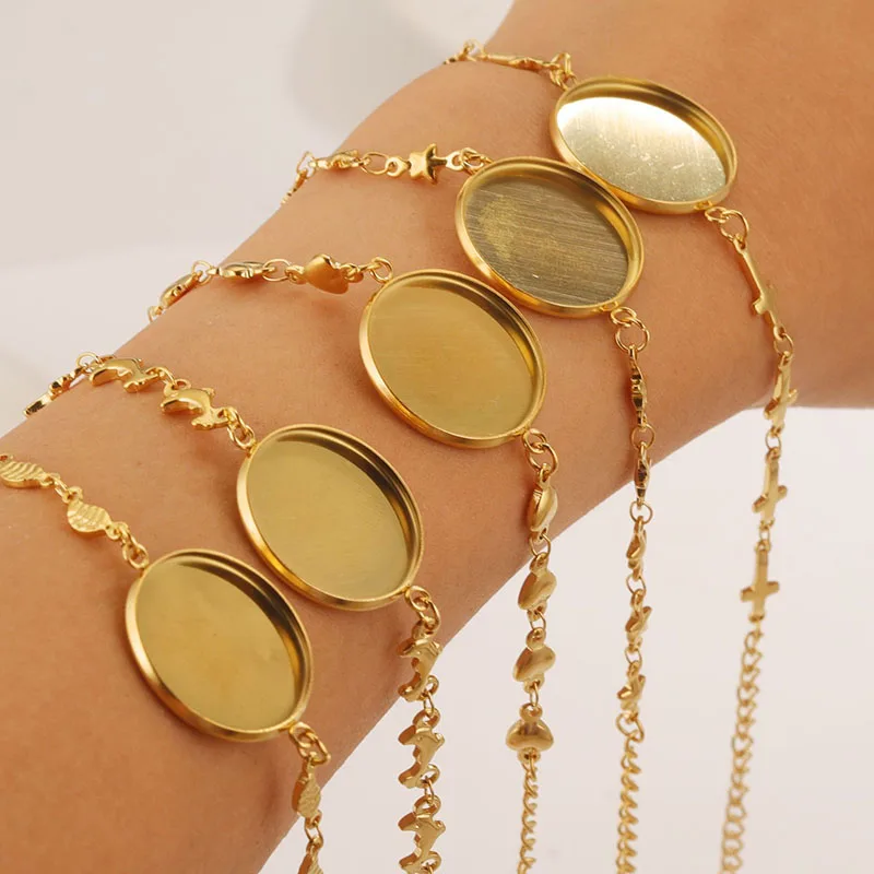 

5pcs Creative DIY Bracelet Charms Stainless Steel 20mm Time Gem Tray Pendants For Jewelry Making Bracelet Bangle Accessories