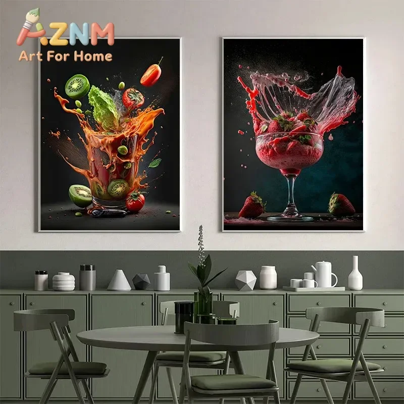 1pc frameless Canvas Painting Cocktail Explosion poster Fruit Cocktail Don't Trust Bar Minimalist Print Canvas Painting for Livi