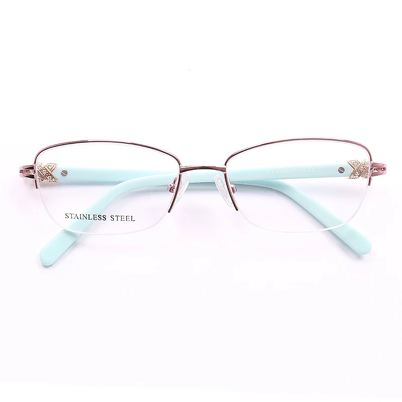 DCCL Trendy Half Rim Decorative Glasses Women Metal Myopia Prescription Eyewear Business Luxury Semi Rimless Optical Eyeglasses