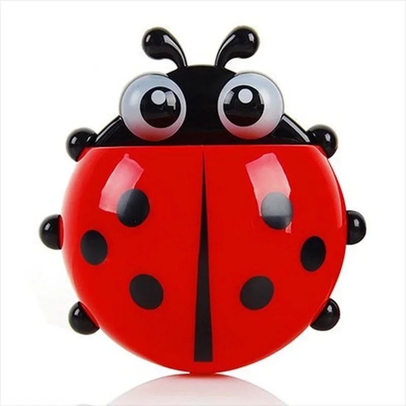 Cartoon Cute Ladybug Toothbrush Holder with Sucker Creative Tooth Toothpaste Storage Rack Organizer Kitchen Bathroom Accessories