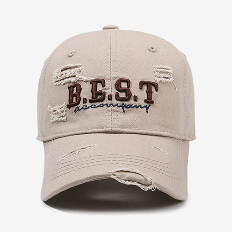 New Washable Cotton Baseball Caps For Men And Women Retro Personality Hole Embroidery Hip Hop Party Hats Camping Fishing Hat