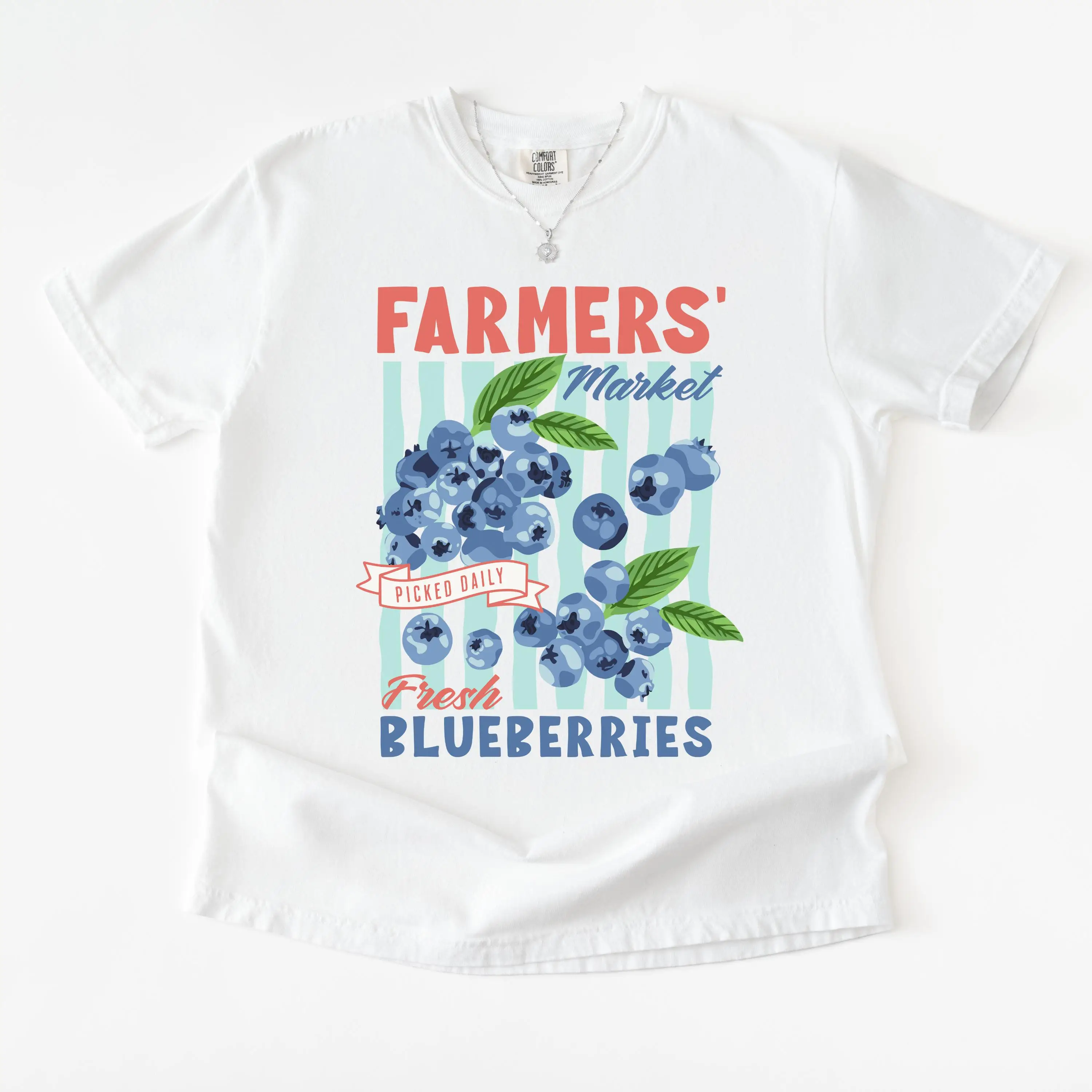 

Женская футболка с принтом фруктов и черникой, фермеров, повседневная футболка с круглым вырезом, летняя футболка с узором Y2k в богемном стиле