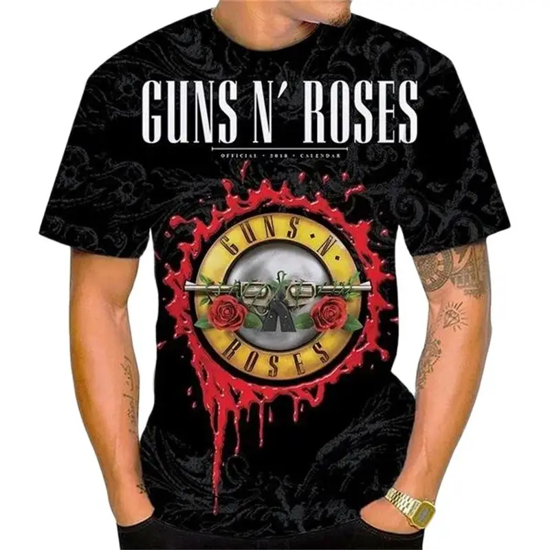 New Guns N Roses 3D Printed T-Shirts Rock Band Skull Streetwear Men Women Vintage O-Neck Oversized T Shirt Kids Tees Clothing