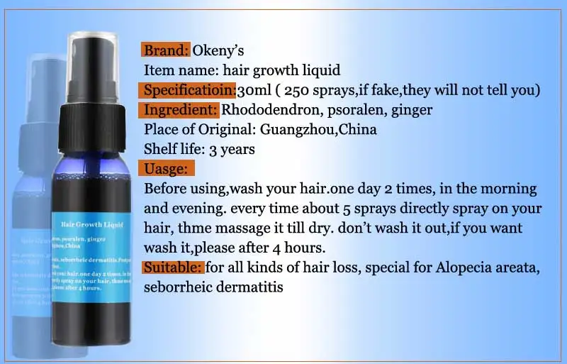 Ginger Andrea Hair Growth Essence Oil Fast Grow Dense Restoration Anti Hair Loss Product Sunburst Alopecia for Woman Man 30ml