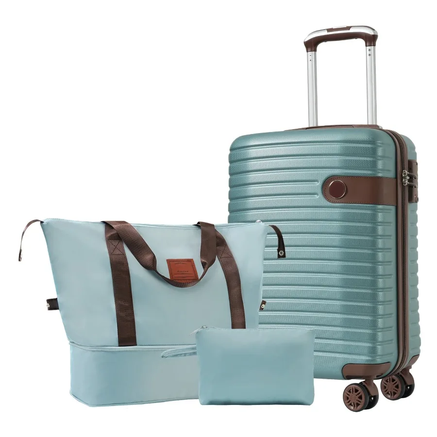 3 Piece Luggage Set 20" Carry-on Suitcase with TSA Lock and Spinner Wheels Lightweight Hardshell ABS Suitcase Set for Men Women