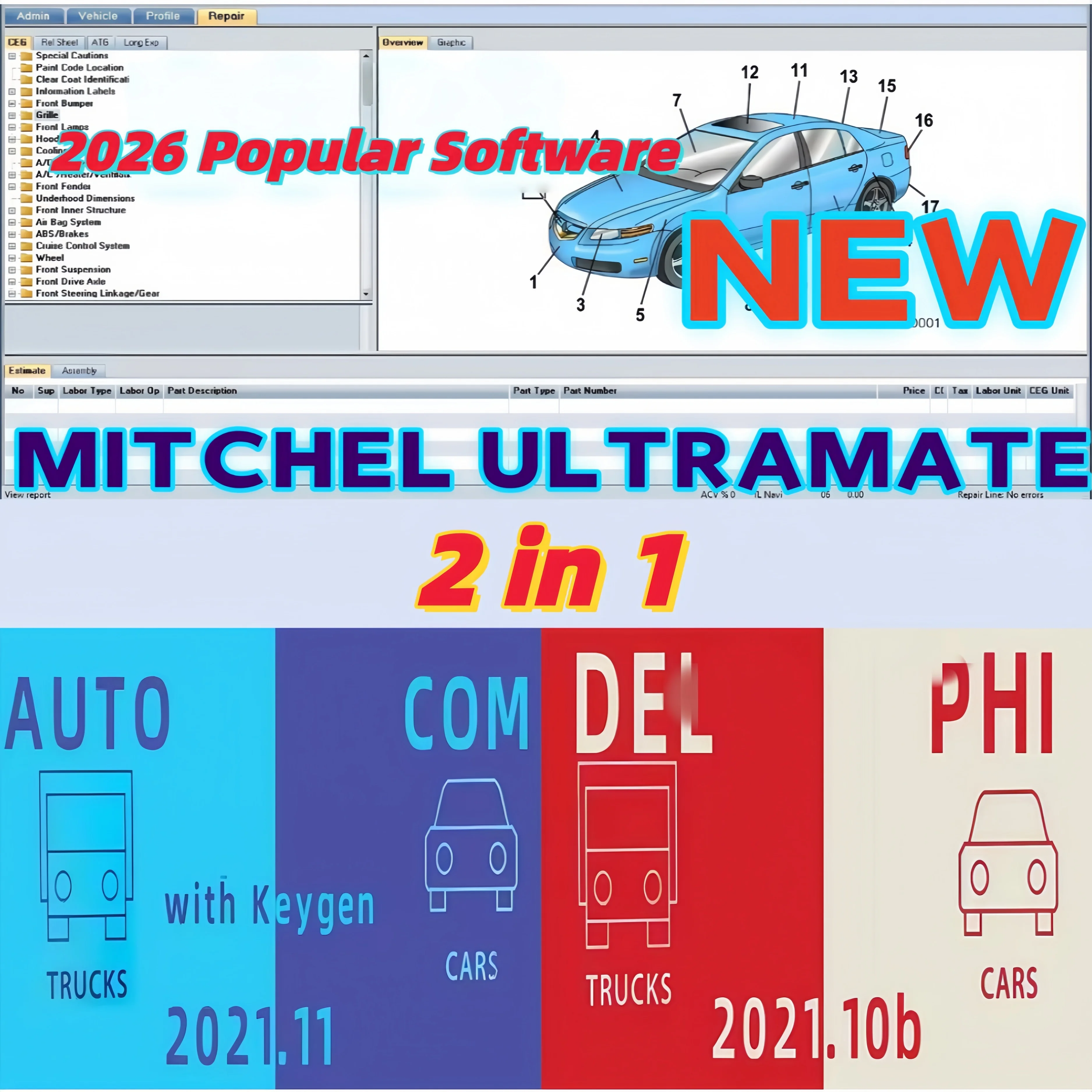 

2026 hot! OBD2 Bluetooth Diagnostic Tool Dps 2021.10b Autocoms 2021.11 + Mitchell Ultramate 7 Ultra Magnesi Estimating System