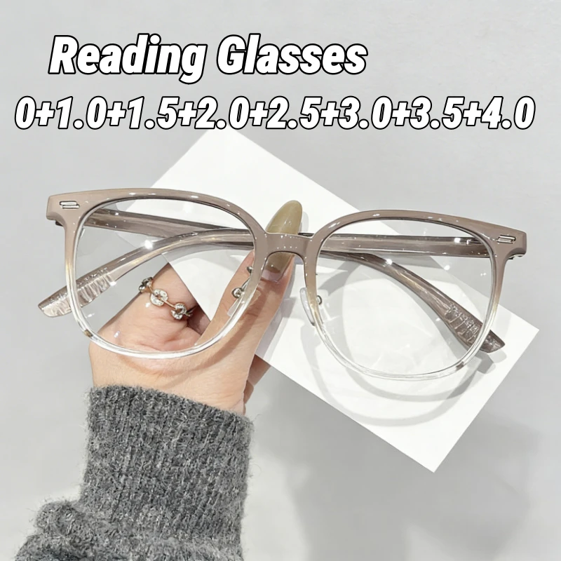 

Unisex Fashion Square Frame Presbyopia Glasses Large Frame Comfortable HD Blue Light Blocking Reading Glasses Diopter 0 To +4.0