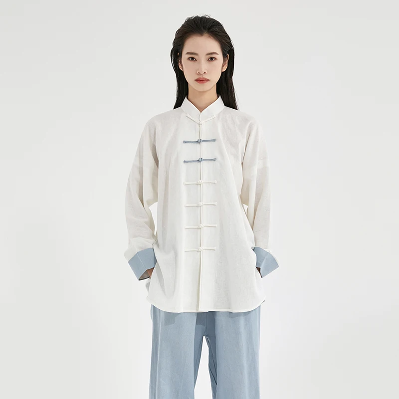 Chinese Style Linen Cotton Tai Chi Suit, Unisex All-Season Uniform for Martial Arts Practice & Performance