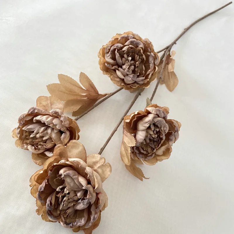 Coffee Brown Series Wedding Flower Hotel Ceiling Props Artificial Bouquet Vintage Autumn Milk Tea Fake Flowers