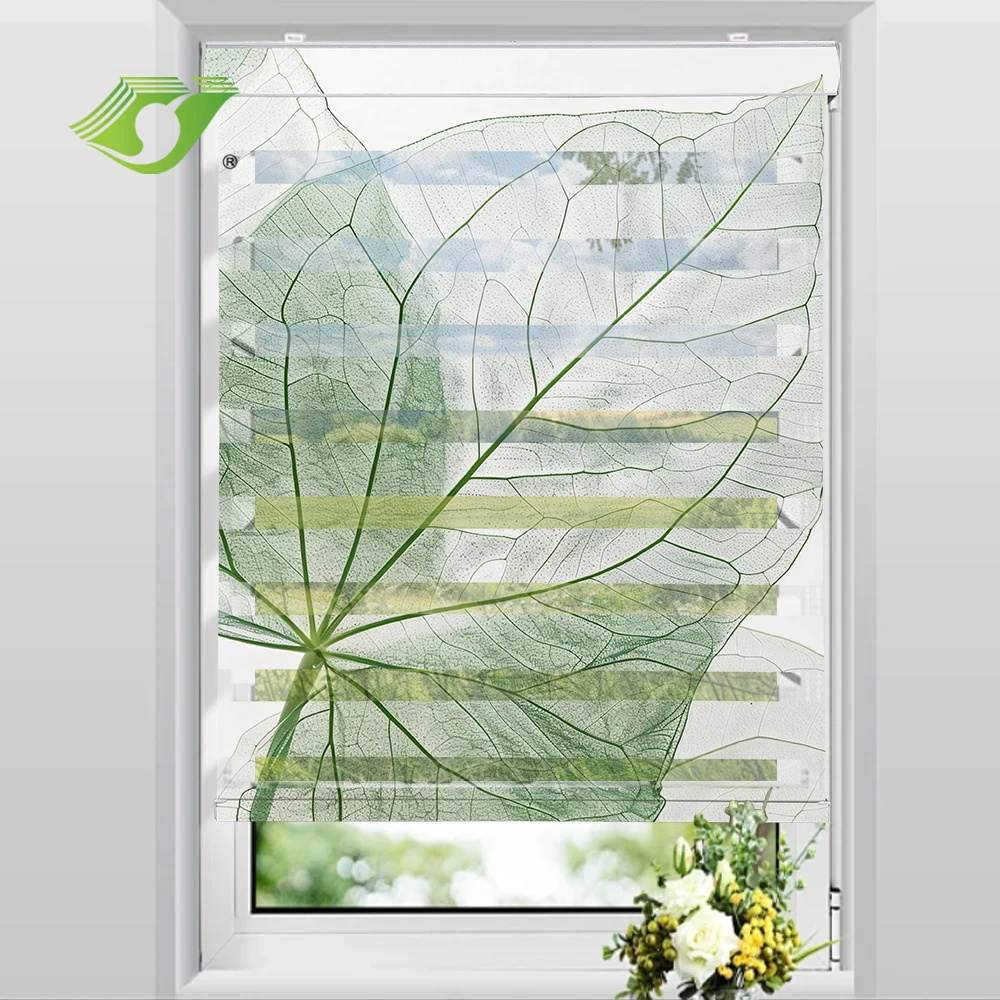 

Custom Size 3D printed design Window Blinds Light Filtering Motorized Zebra Blinds Privacy Light Control for Day and Night