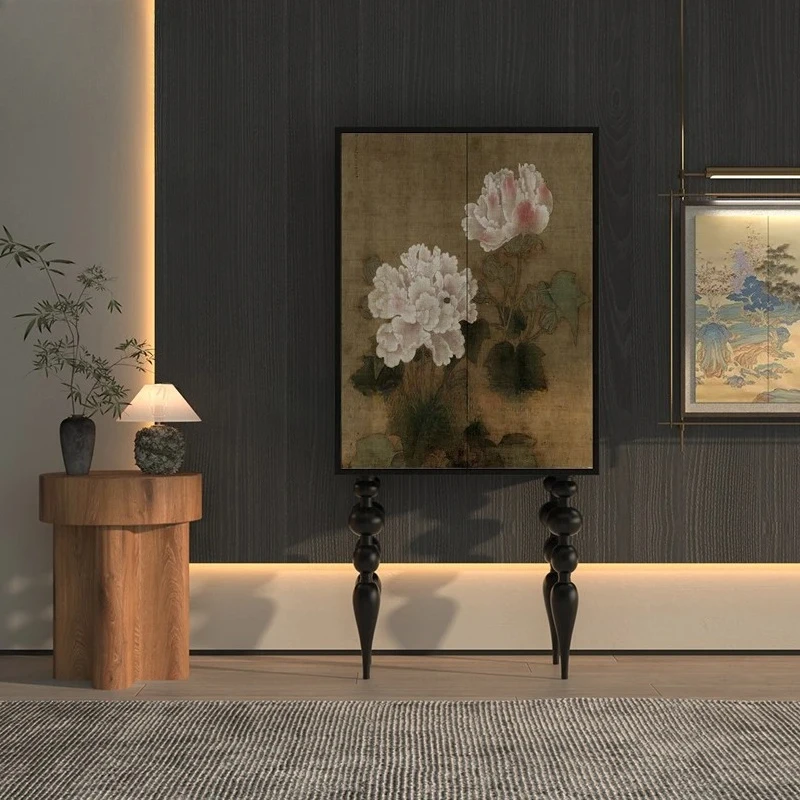 HLZ French medieval peony solid wood dining side cabinet