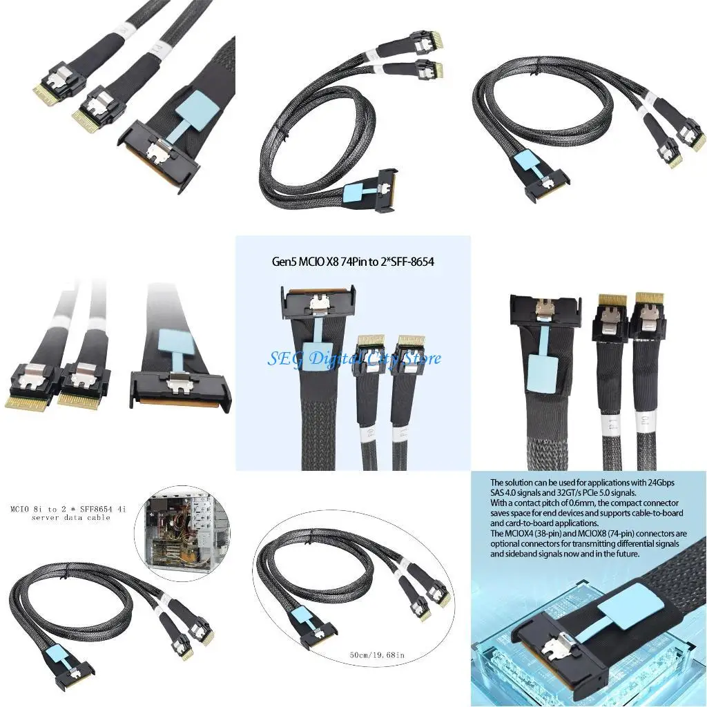 

U75B 8i to Double SFF 8654 4i 38Pin Server Data Cable for Server Setups and Maintenance Easy to Use