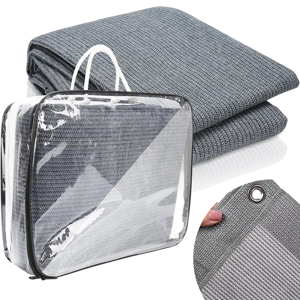 1 Set Wohnmobil-Markisenteppich Camping-Teppichmatte Atmungsaktive Bodenmatte Mesh+13 Erdnägel für Campingzeltboden Wohnwagen HDPE 2,5x3m