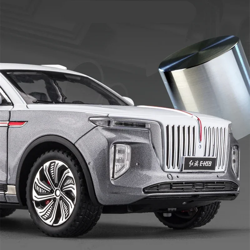 

1/24 HONGQI E-HS9 SUV Alloy New Energy Car Model Diecast Metal Toy Vehicles Car Model Simulation Sound and Light Childrens Gifts