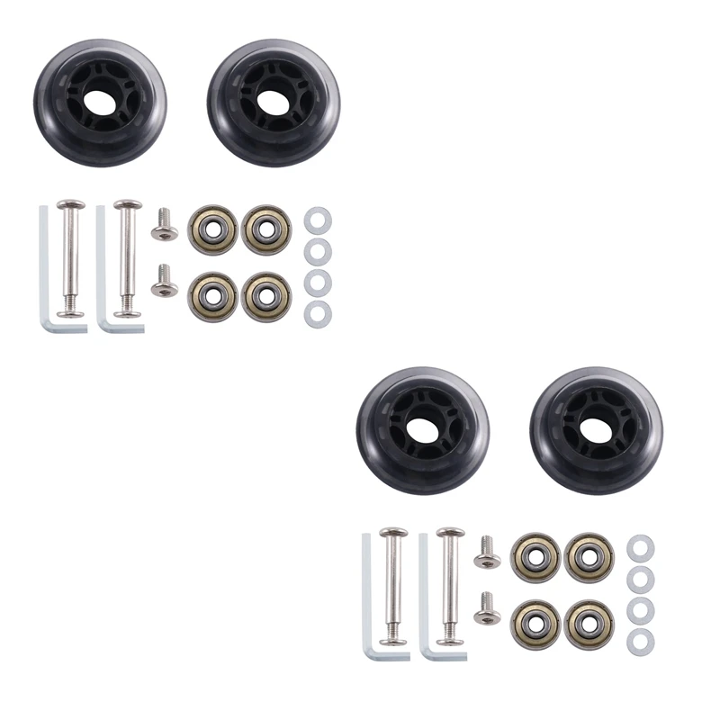 

70Mmx23mm Transparent Set Of 4 Luggage Replacement Wheels Luggage Replacement Parts With Carbon Steel Bearings Kit