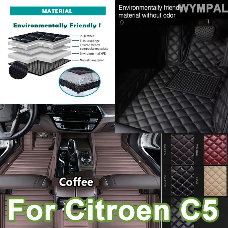 Luxury Non-slip leather Car Mats For Citroen C5 RD TD 2007~2015 Auto Mat Durable Pad Auto Rugs Carpets Interior Parts Car mats