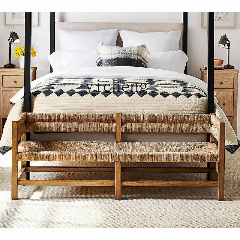 X6-2 Solid Wood Rattan Sofa Modern Minimalist Log Retro Bed & Breakfast Courtyard Furniture Artistic Chair