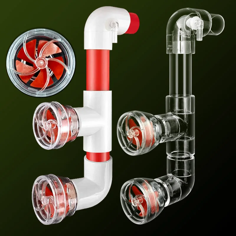 1 Set Auto-Rotating 5-Blade Fan Kit for Fish Tank Outlet Multi Functional Rotatable Nozzle Aquarium Filter Screen Accessories
