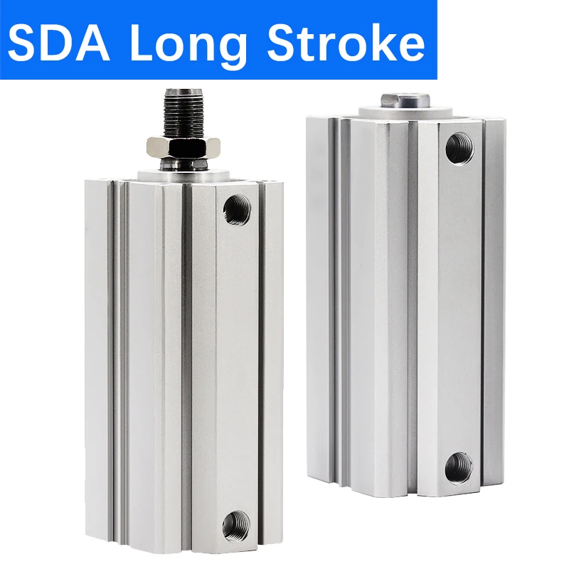 SDA32/40/50/63mm Bore 110 120 125 130 140 150mm Lang Stroke Double Acting Air Pneumatic Cylinder Compact Piston